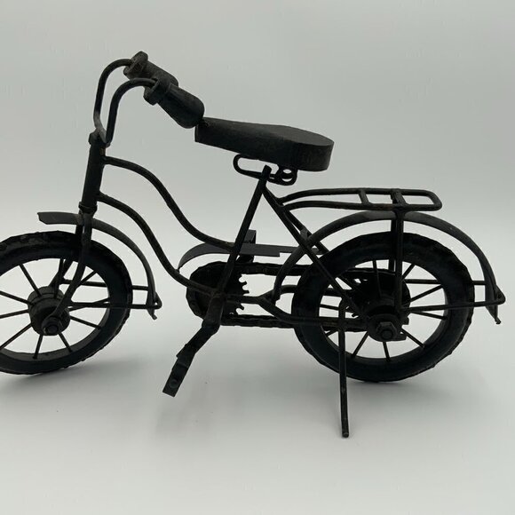 Vintage Black Mini Metal Bicycle Wood Handles And Seat 14 1/2" Home Decor - Picture 2 of 8